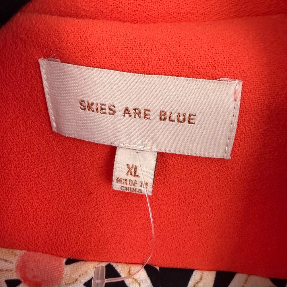 SKIES ARE BLUE Notch Lapel Open Front Statement Blazer in Orange 25007ST - Picture 3 of 6